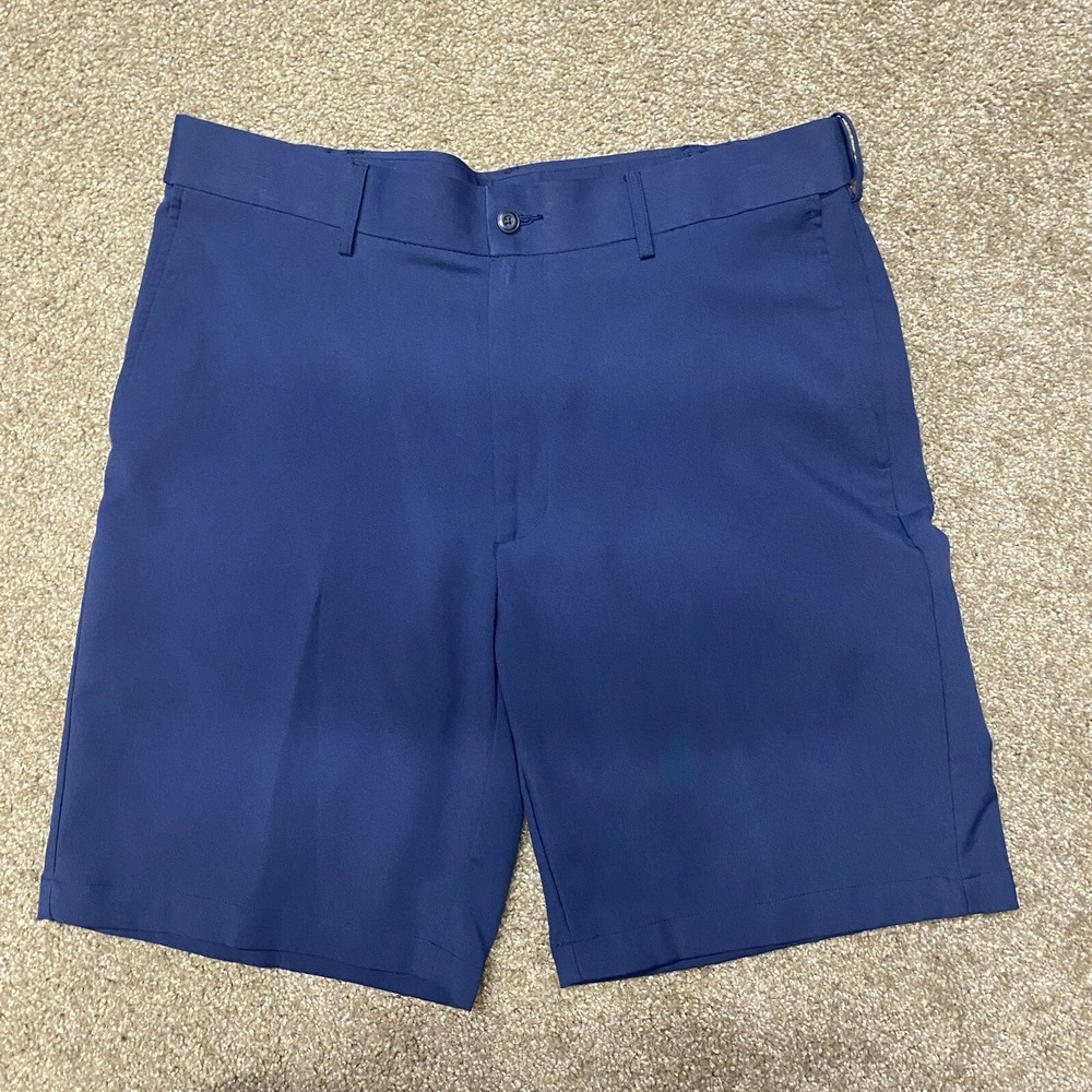 Grand Slam Men's Blue Golf Shorts Sz 36 Flat Front Polyester Gripper Waistband
